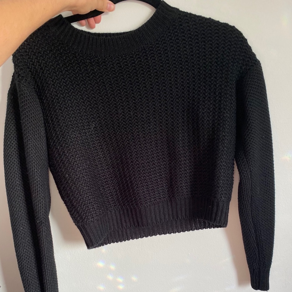 Black crop knit sweater